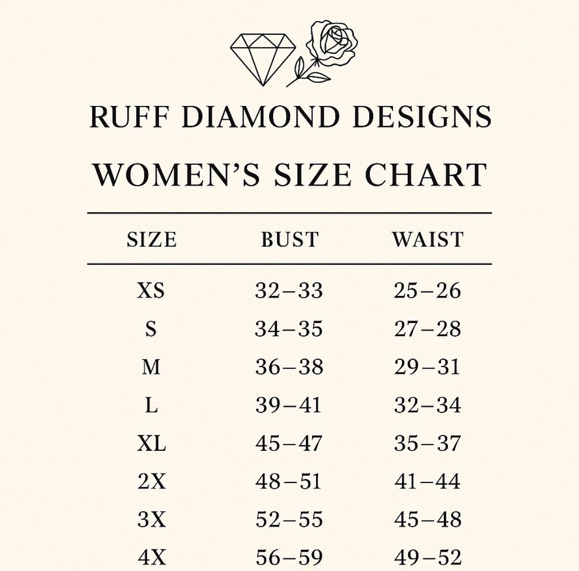 Diamond 2 Ruff size chart | Ruff Diamond Designs